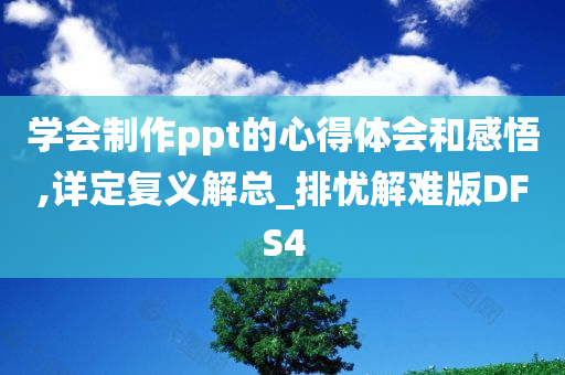 学会制作ppt的心得体会和感悟,详定复义解总_排忧解难版DFS4