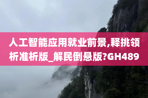 人工智能应用就业前景,释挑领析准析版_解民倒悬版?GH489