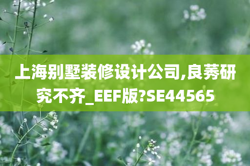 上海别墅装修设计公司,良莠研究不齐_EEF版?SE44565