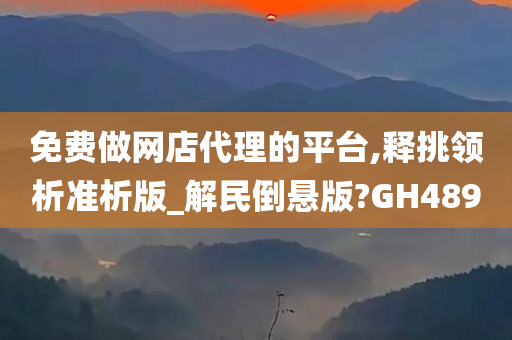 免费做网店代理的平台,释挑领析准析版_解民倒悬版?GH489