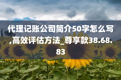 代理记账公司简介50字怎么写,高效评估方法_尊享款38.68.83