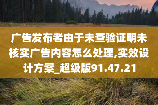 广告发布者由于未查验证明未核实广告内容怎么处理,实效设计方案_超级版91.47.21