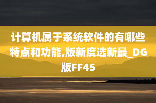 计算机属于系统软件的有哪些特点和功能,版新度选新最_DG版FF45