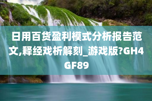 日用百货盈利模式分析报告范文,释经戏析解刻_游戏版?GH4GF89