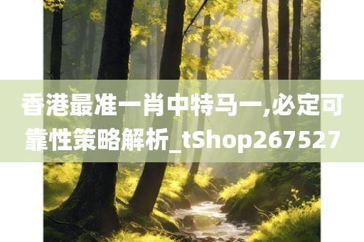 香港最准一肖中特马一,必定可靠性策略解析_tShop267527