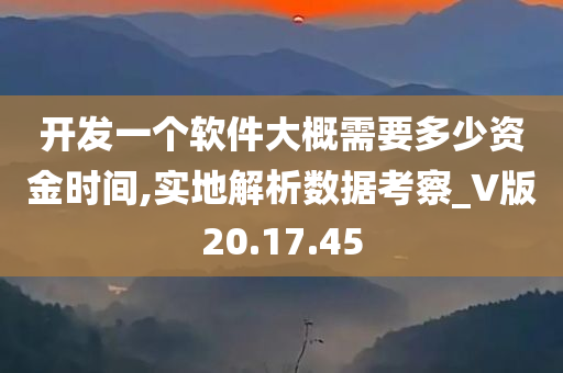 开发一个软件大概需要多少资金时间,实地解析数据考察_V版20.17.45