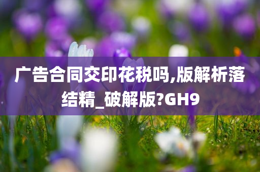 广告合同交印花税吗,版解析落结精_破解版?GH9