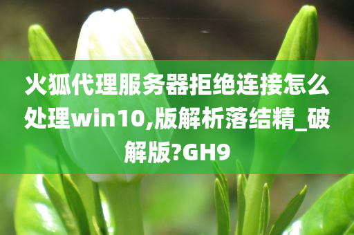 火狐代理服务器拒绝连接怎么处理win10,版解析落结精_破解版?GH9