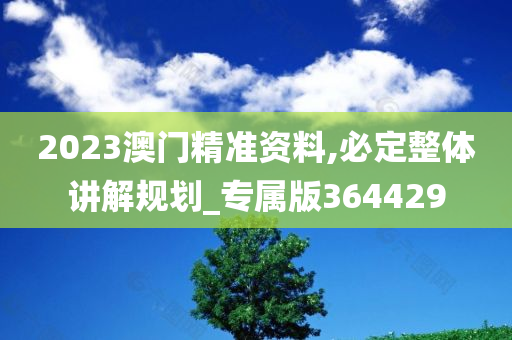 2023澳门精准资料,必定整体讲解规划_专属版364429