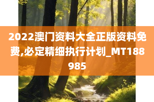 2022澳门资料大全正版资料免费,必定精细执行计划_MT188985