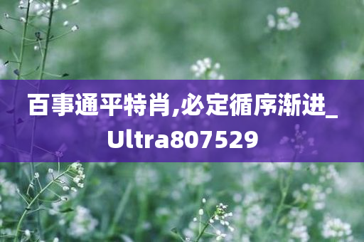 百事通平特肖,必定循序渐进_Ultra807529