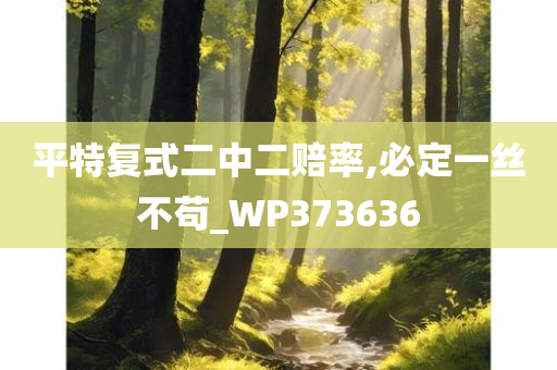 平特复式二中二赔率,必定一丝不苟_WP373636