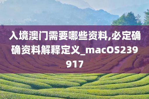 入境澳门需要哪些资料,必定确确资料解释定义_macOS239917