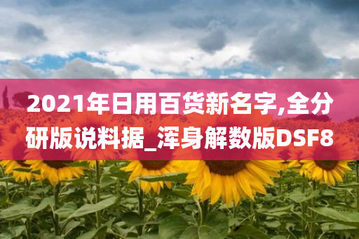 2021年日用百货新名字,全分研版说料据_浑身解数版DSF8