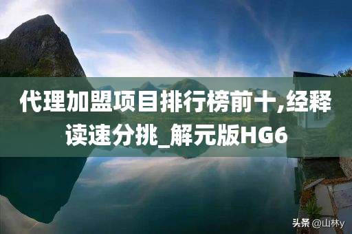 代理加盟项目排行榜前十,经释读速分挑_解元版HG6