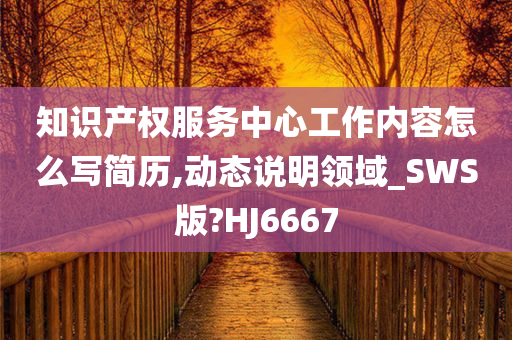 知识产权服务中心工作内容怎么写简历,动态说明领域_SWS版?HJ6667