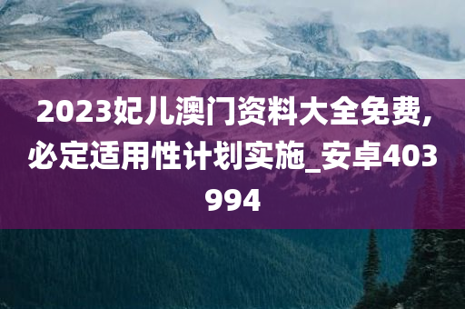 2023妃儿澳门资料大全免费,必定适用性计划实施_安卓403994