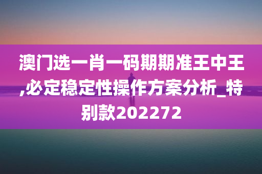 澳门选一肖一码期期准王中王,必定稳定性操作方案分析_特别款202272