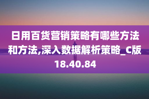 日用百货营销策略有哪些方法和方法,深入数据解析策略_C版18.40.84