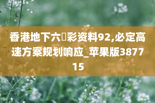 香港地下六仺彩资料92,必定高速方案规划响应_苹果版387715