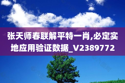 张天师春联解平特一肖,必定实地应用验证数据_V2389772