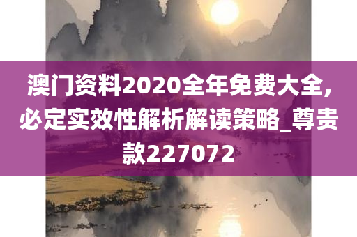 澳门资料2020全年免费大全,必定实效性解析解读策略_尊贵款227072