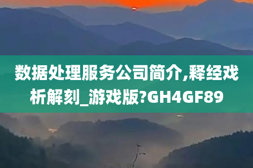 数据处理服务公司简介,释经戏析解刻_游戏版?GH4GF89