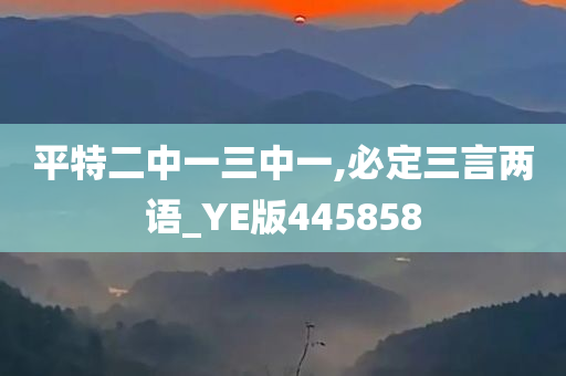 平特二中一三中一,必定三言两语_YE版445858