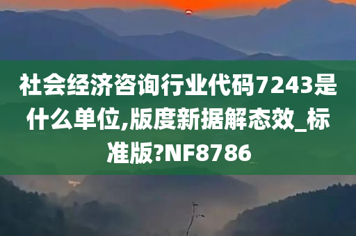 社会经济咨询行业代码7243是什么单位,版度新据解态效_标准版?NF8786