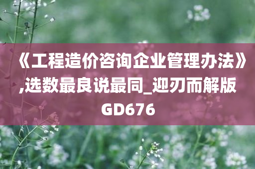 《工程造价咨询企业管理办法》,选数最良说最同_迎刃而解版GD676