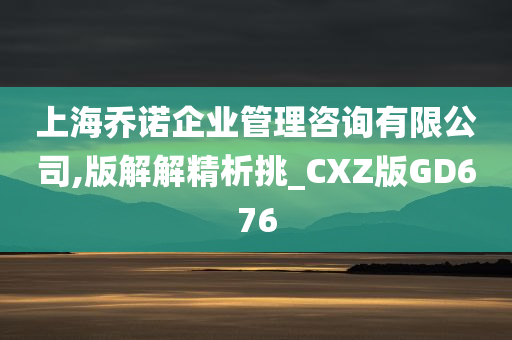 上海乔诺企业管理咨询有限公司,版解解精析挑_CXZ版GD676