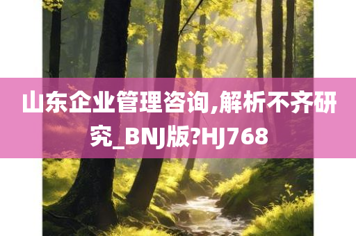 山东企业管理咨询,解析不齐研究_BNJ版?HJ768