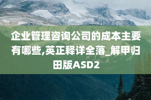 企业管理咨询公司的成本主要有哪些,英正释详全落_解甲归田版ASD2