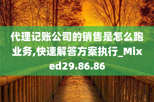 代理记账公司的销售是怎么跑业务,快速解答方案执行_Mixed29.86.86