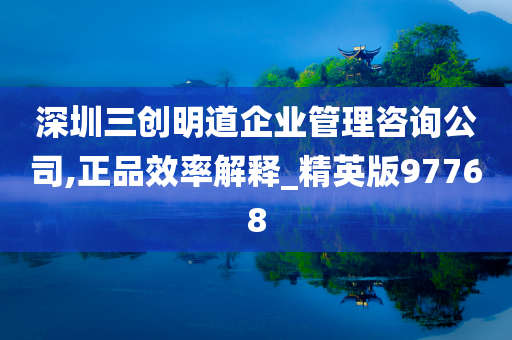 深圳三创明道企业管理咨询公司,正品效率解释_精英版97768