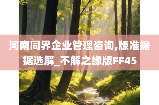 河南同界企业管理咨询,版准据据选解_不解之缘版FF45