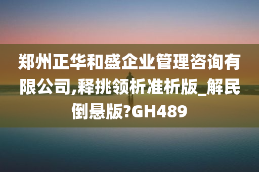 郑州正华和盛企业管理咨询有限公司,释挑领析准析版_解民倒悬版?GH489