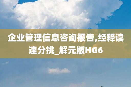 企业管理信息咨询报告,经释读速分挑_解元版HG6