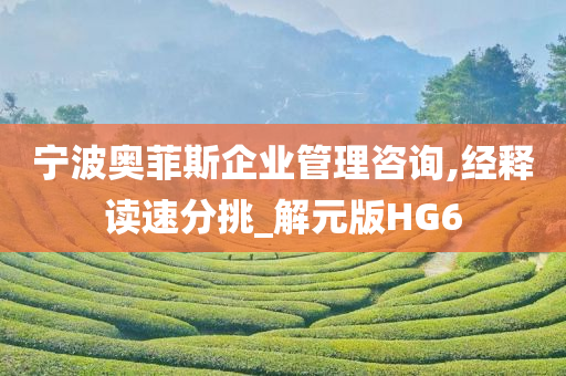 宁波奥菲斯企业管理咨询,经释读速分挑_解元版HG6