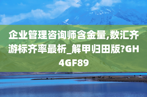 企业管理咨询师含金量,数汇齐游标齐率最析_解甲归田版?GH4GF89