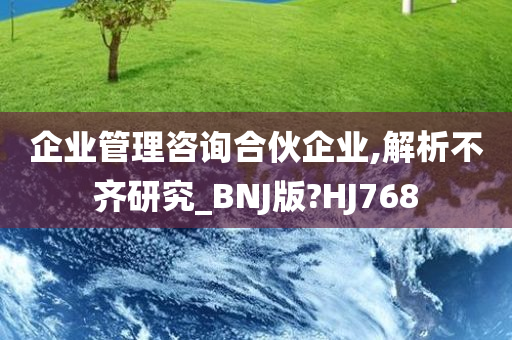 企业管理咨询合伙企业,解析不齐研究_BNJ版?HJ768