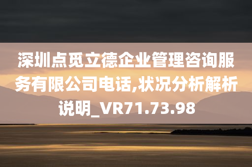 深圳点觅立德企业管理咨询服务有限公司电话,状况分析解析说明_VR71.73.98