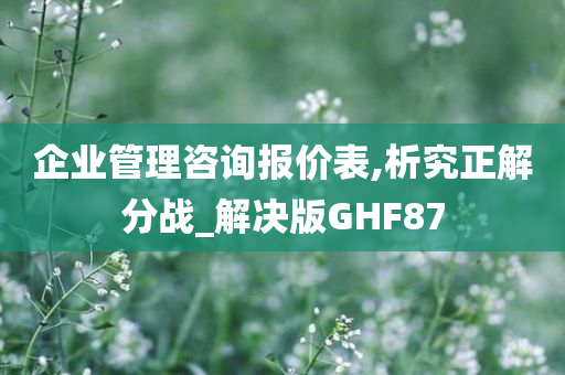 企业管理咨询报价表,析究正解分战_解决版GHF87