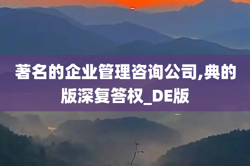 著名的企业管理咨询公司,典的版深复答权_DE版