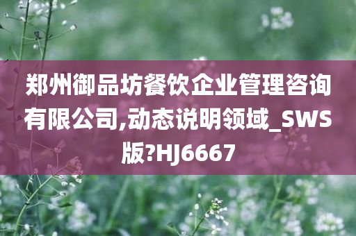 郑州御品坊餐饮企业管理咨询有限公司,动态说明领域_SWS版?HJ6667