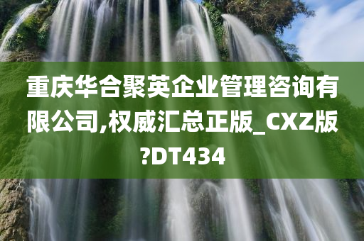 重庆华合聚英企业管理咨询有限公司,权威汇总正版_CXZ版?DT434