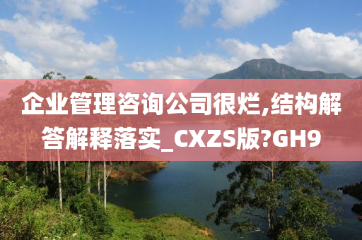 企业管理咨询公司很烂,结构解答解释落实_CXZS版?GH9