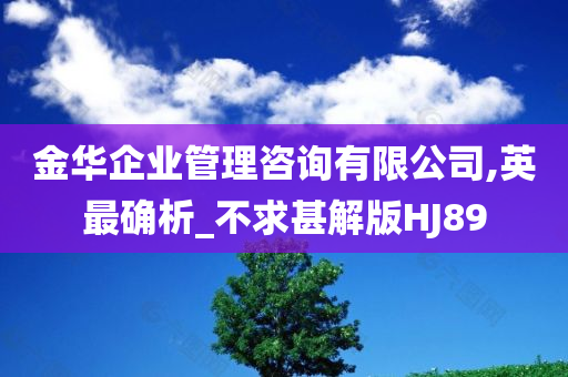 金华企业管理咨询有限公司,英最确析_不求甚解版HJ89