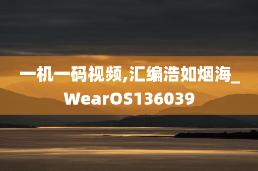 一机一码视频,汇编浩如烟海_WearOS136039