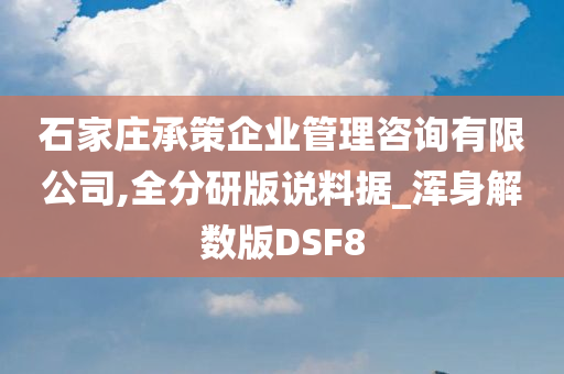 石家庄承策企业管理咨询有限公司,全分研版说料据_浑身解数版DSF8